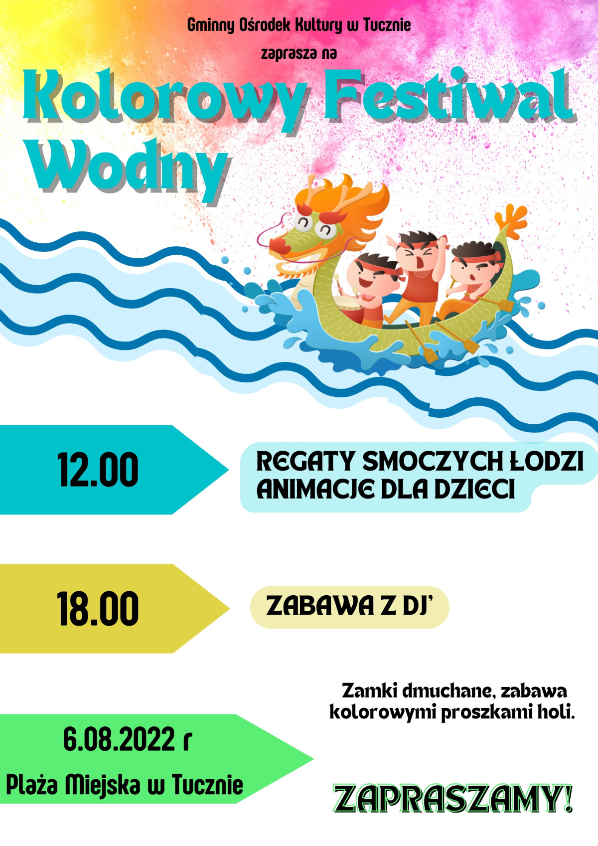 Już w sobotę zapraszamy na Kolorowy Festiwal Wodny!