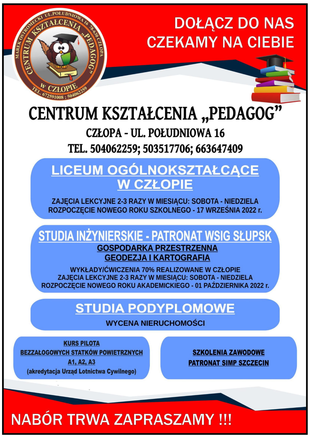 Informacja o kierunkach nauki - Pedagog Człopa