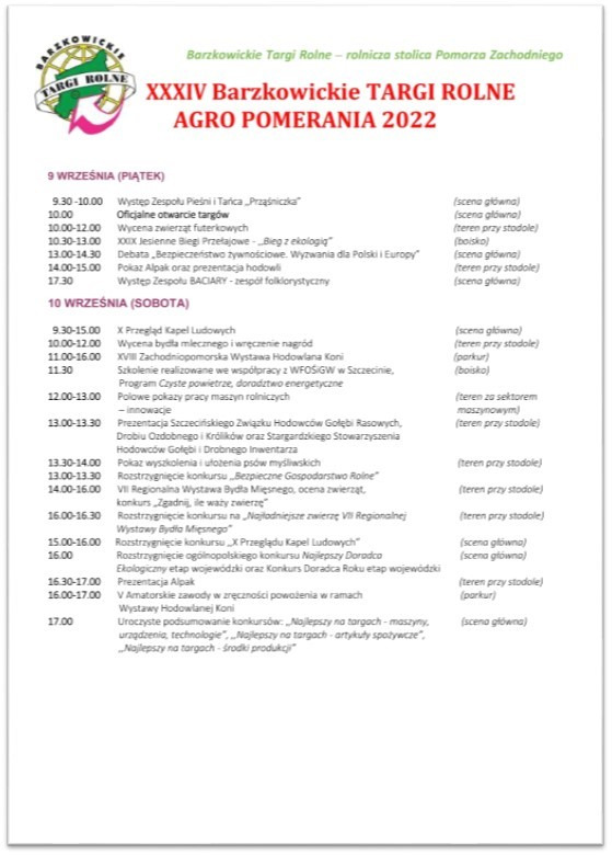 	XXXIV Barzkowickie Targi Rolne AGRO POMERANIA 2022