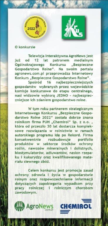 Konkurs Bezpieczne Gospodarstwo Rolne 2022