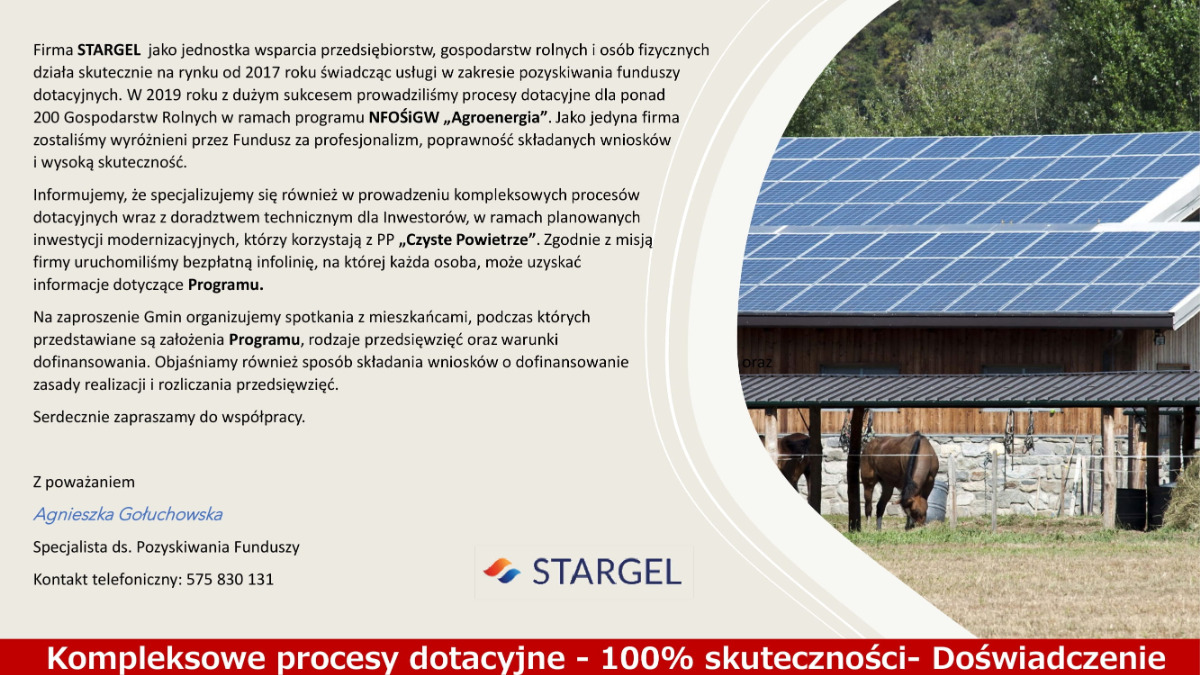 Informujemy o naborze wniosków w programie „Modernizacja Gospodarstw Rolnych