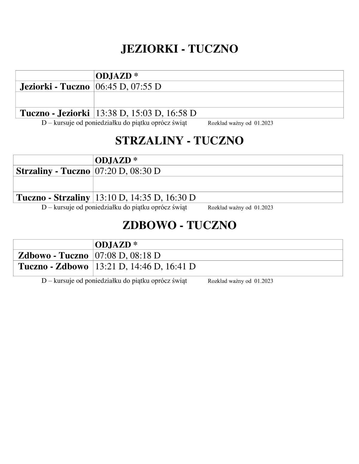 Rozkład jazdy WTP Wałcz