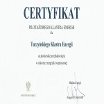 Powiększ obraz: Certyfikat Tuczyńskiego Klastera Energii